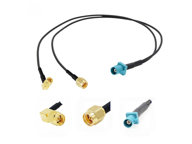 1*Fakra Z Male Plug to 1Fakra Z Female &1SMA Male Connector 50 Ohm Splitter Y Shape RG174 RF Coaxial Cable for GPS Navigation