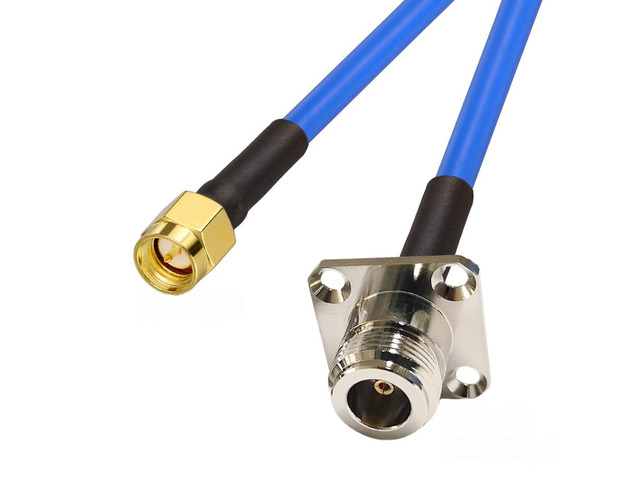 L16 N to SMA Male/Female Connector SMA to N Right Angle Crimp High Frequency 50 Ohm Blue RG402 Coax Cable for RF Applications