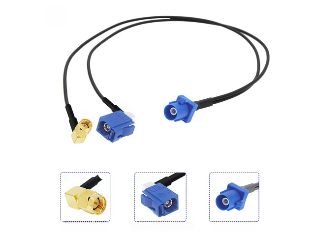 1Pcs Fakra C Male to 1*Fakra C Female 90 Degree &1SMA Male Connector Splitter Y Shape RG174 RF Coaxial Cable for GPS Navigation