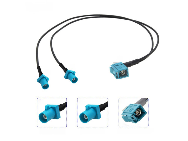 1Pcs RG174 Fakra Z Male to 2x Fakra Z Female 90 Degree Connector 1 to 2 RG174 Y Type Splitter Cable GPS Antenna Extension Cord