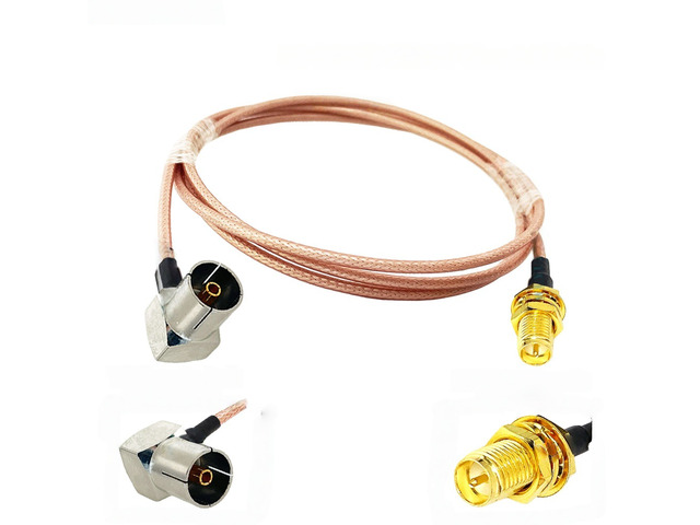 SMA Male Female to TV Right Angle 90 Degree IEC PAL DVB-T RF Coaxial Cable TV to SMA Flange Pigtail Jumper RG-316 Extend Cable