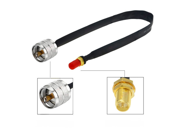 1PCS Door/Window Pass Through Flat Coaxial Cable PL259 UHF Male to SMA Male 50Ohm RF Coaxial Pigtail Extension Cord
