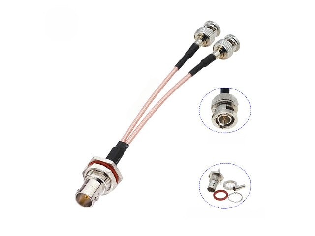 RG179 BNC Splitter Cable V-Type 1BNC Male to 2BNC Male/Female 75 Ohm Connector RF Coaxial Jumper Pigtail Length 15CM-50CM