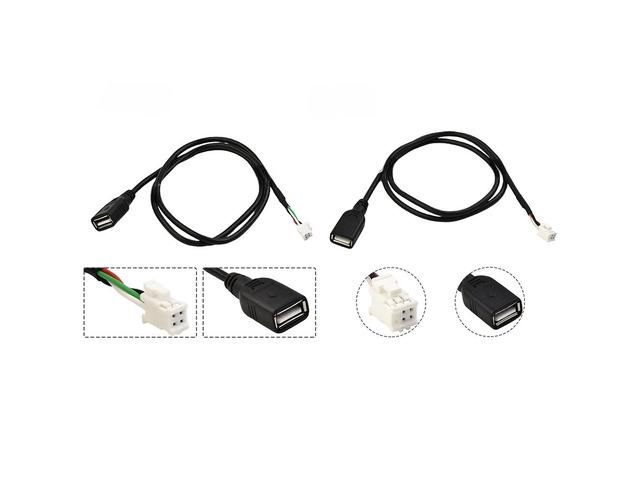 2Pcs Car USB Cable Adapter Extension Cable Adapter 4Pin 6Pin For Car Radio Stereo Auto Accessories Black