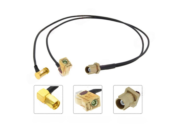 Fakra to SMA Splitter Jumper Fakra I Male to 1xFakra I Female 1xSMA Male Plug Adapter Pigtail Auto Car GPS Wire Harness 10CM~10M