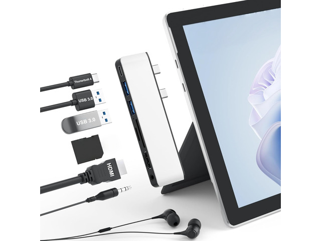 Suitable for Type-C Laptop docking stations, 7-in-1 with 4K Video Output port USB-C 100W charging,TF SD card reader, 7-in-1 hub
