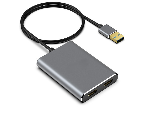 USB 3.0 To Dual Video Output Adapter 4K@30Hz Docking Station Hub For 2 Monitors Support Windows/Mac OS MST Mode