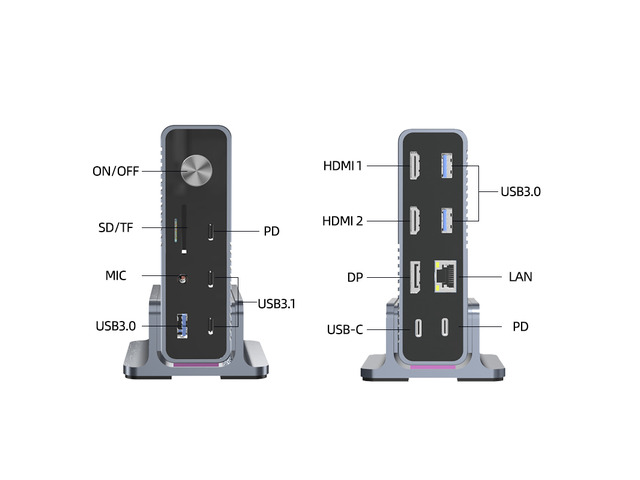 15/12 in 1 Hub Type-C Docking Station 4K@60Hz Video Output DisplayPort USB A RJ45 SD TF Audio Port Adapter for Type-C Laptop Laptop