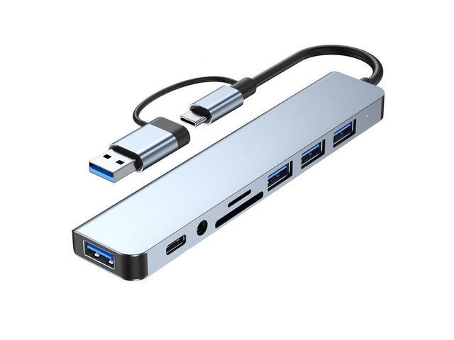 8-in-2 USB Hubs Docking Stations SD/TF Card Reader Type C to USB OTG Adapter For Tablet Mobile Phone Computer