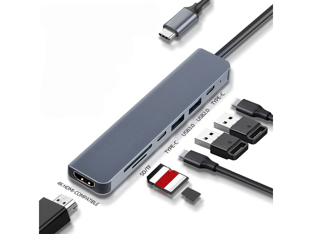 USB C HUB 4K30Hz Docking Station 8-IN-1 USB 3.0 Splitter Type C to RJ45 SD/TF Card Reader for Type-C Laptop Notebook Laptop Computer