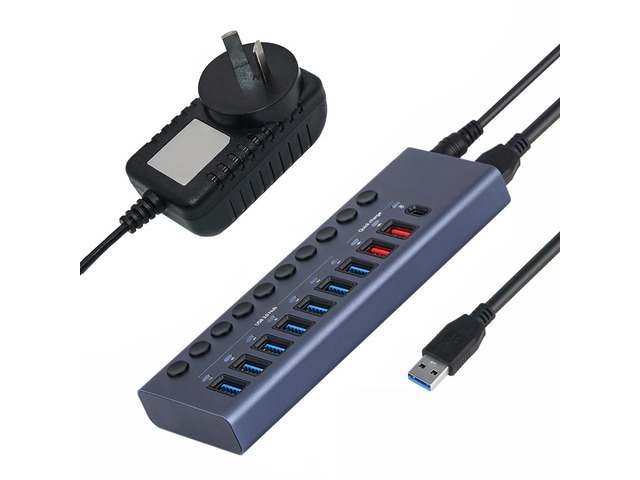 USB 3.0 Hub Splitter Socket with Multi USB PD charging Port Slot Plug On-Off Key Switch Dock Power Adapter for PC Lapto