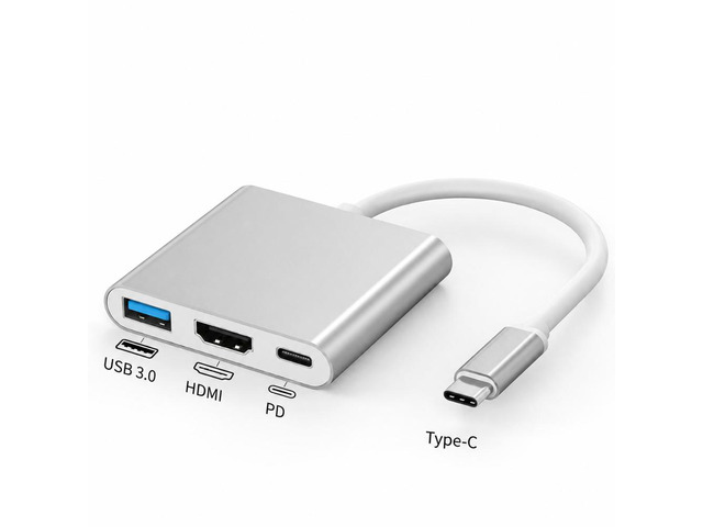 4K Type-C Docking Station 3-in-1 Expansion USB PD Power Adapter to HDTV Video Output/DP Dual Display USB-C Desktop Computer Accessories
