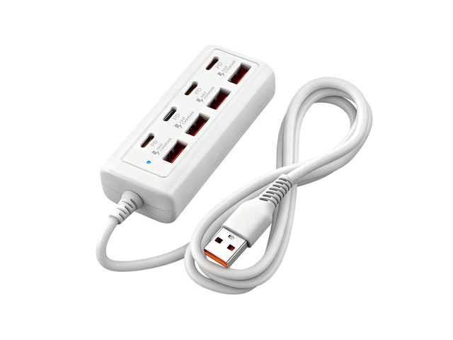 6A6C USB Type-C HUB Power Outlet Adapter Docking Stations Multi Port Desktop HUB Phone Fast Charging