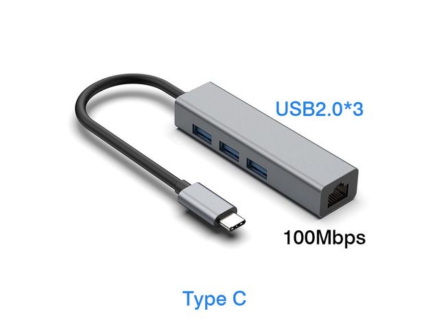 USB C HUB Type C Splitter USB Hub With USB3.0 1000Mbps RJ45 Ethernet Adapter 100Mbps USB2.0 Docking Station With Charge PD 100W