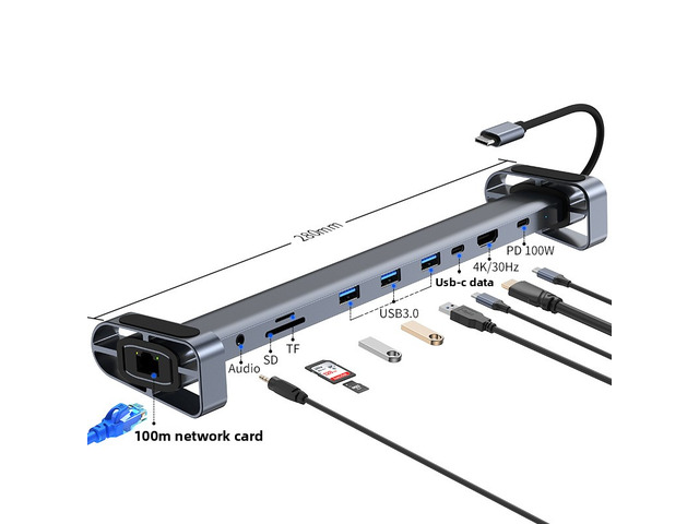10/11/12-in-1 Docking Station Laptop Stand Audio USB Type-C 4K Video Output 100W PD SD/TF Display port For Type-C Laptop PC Computer Hub