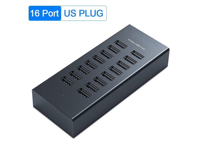Industrial USB Hub 16 Port Aluminum USB Splitter Power Adapter Dock Station for Computer Accessories