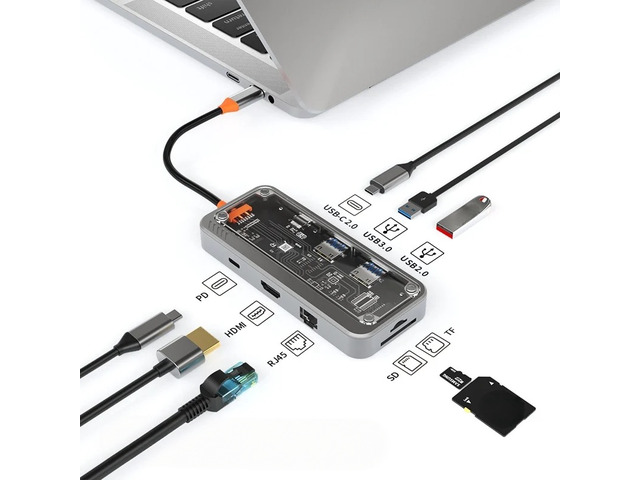 USB C HUB 4K30Hz Dock Station Type C to Video Output RJ45 Ethernet PD100W for Type-C Laptop Type-C Phone DEX Phone