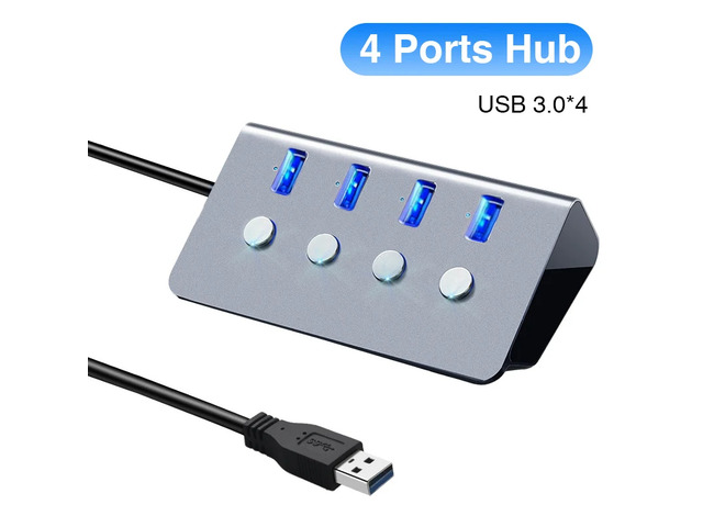 7in1 USB hub 3.0 Extension USB Port Expander LED Individual Switch Powered USB Adapter USB Charging Station USB to USB Splitter