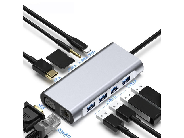 Type-C Hub to Video Output Adapter USB C Hub 4K TF SD Reader Slot PD For Type-C Laptop Chip dock station