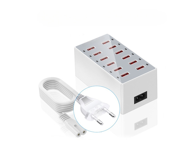 Multi USB Charger Station Dock 12 Ports Wall Desktop Power Adapter Base For Apple Type-C Phone Type-C Laptop EU US UK AU Plug