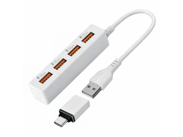 USB 4-Port Hub Desktop Charging USB Hub USB-C to USB Adapter USB 2.0 Splitter Converter for PC Computer USB Flash Drive Mouse