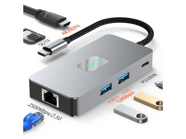 HD 4K 60Hz Dual Display Multi-Screen 11-in-1 USB Hub Multi-Port Laptop Type-C Docking Station