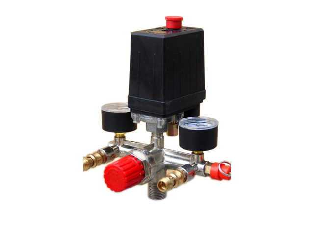 Generic for Air Compressor Pressure Valve Switch ifold Relief Regulator Gauges 90-120PSI 230-220V Aluminum alloy bracket