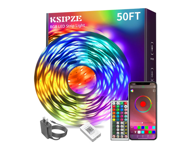 Led Lights for Bedroom 50ft Led Strip Lights with Remote App Control RGB Color Changing Music Sync for Room Bedroom Lighting Flexible Home Décor