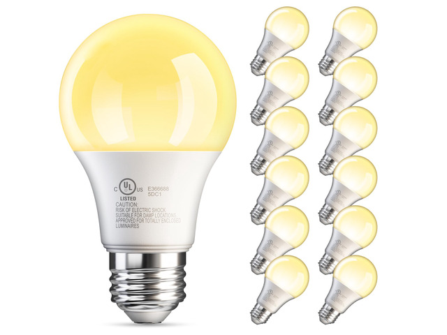12 Pack A19 LED Light Bulb, Soft Warm White 2700K, 60 Watt Eq E26 Base Efficient 9W, Standard Light Bulb for Lamps, Energy Saving Lightbulb, Non...