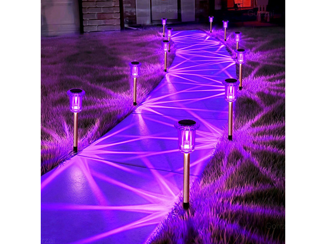 Halloween Solar Lights Outdoor 15 Pack LED Purple Pathway Lights Waterproof Halloween Decorations Outdoor for Yard Garden Walkway Outside Driveway...