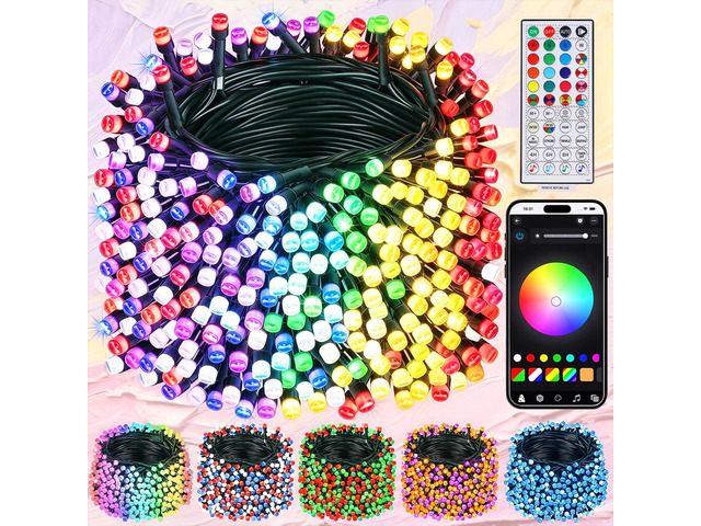 Smart Color Changing Halloween Lights, 98.6FT 300 LED RGB String Lights with Remote & App Controlled, Music Sync Multiple Modes, Waterproof Indoor...