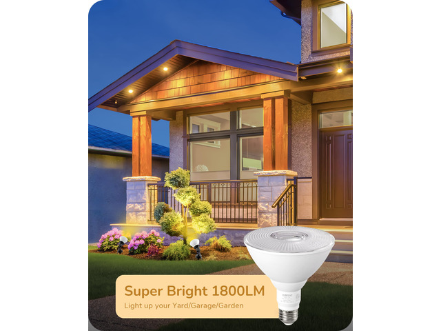 PAR38 LED Flood Light Bulbs Outdoor Dimmable 3000K 1800LM 2 Pack 18W Equivalent 120W, E26 Base, Weatherproof for Yard, Porch, Driveway, Garage,...