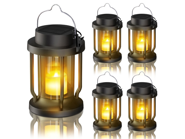 Solar Lantern Outdoor & Indoor Use Hanging Solar Lights with Realistic Flickering Flameless Candle, Weatherproof for Gardens, Patios, Trees, and...