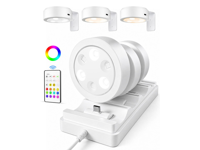 Picture Lights for Wall, Rechargeable Battery Magnetic Poster Lights with 3 Color Temps & 12 RGB, Remote Dimmable Timer Light, Wall Decor Light for...