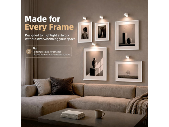 Picture Lights for Wall, 2000mAh Rechargeable Battery Magnetic Poster Lights with 3 Color Temps & 12 RGB, Remote Dimmable Timer Painting Light,...