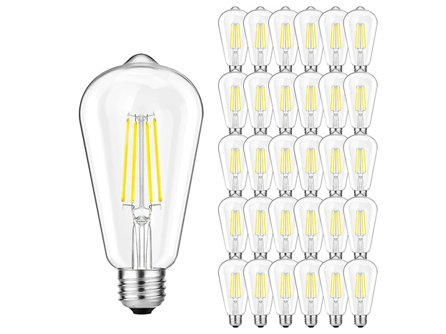 36 Pack Vintage LED Edison Bulbs 6W, 60W Equivalent E26 Base 2700K ST58 Antique Filament Medium Base Bulbs, Dimmable High Brightness 750LM, Warm...