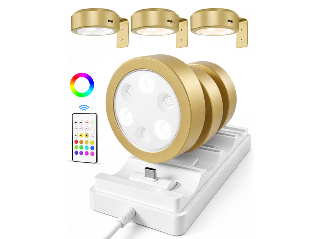 Picture Lights for Wall, Rechargeable Battery Magnetic Poster Lights with 3 Color Temps & 12 RGB, Remote Dimmable Timer Light, Wall Decor Light for...