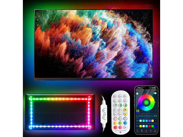 TV LED Backlight, 23ft TV LED Lights for 75-100 inch,RGB TV Backlight Behind,USB Strip Lights Behind TV, Color Changing Sync with Music, Bluetooth...