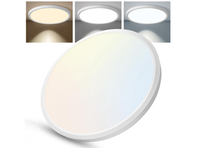 12 Inch Slim Dimmable LED Flush Mount Ceiling Light Fixtures, 24W 2640LM 3000K/4000K/5000K, Hardwired Led Lights for Bedroom Hallway Laundry Room...