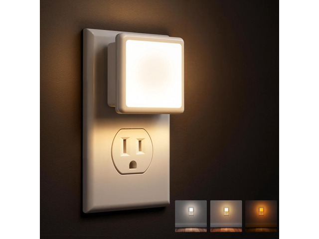3CCT Night Lights Plug into Wall 2-Pack, Plug in Night Light Built-in Dusk to Dawn Sensor, Bright Nightlight Auto-on/off, for Adults Kids Room...