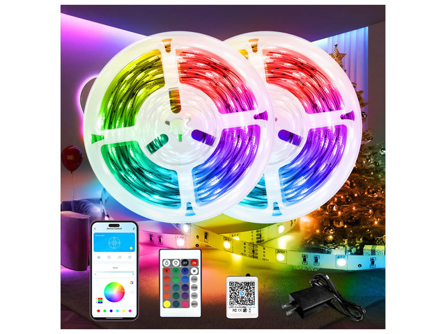 LED Lights for Bedroom 132ft (2 Rolls of 65.6ft), Music Sync Color Changing Strip Lights with Remote, 24V Power Supply, Classroom Lighting, Room...