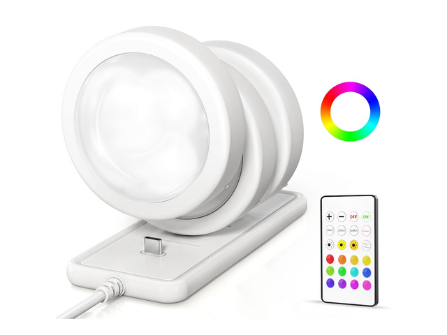 Under Cabinet Lighting with Charging Station, Rechargeable Puck Lights with Remote, 2.95'' Mini Tap Lights, 16 RGB Colors & 3 Color Temperatures,...