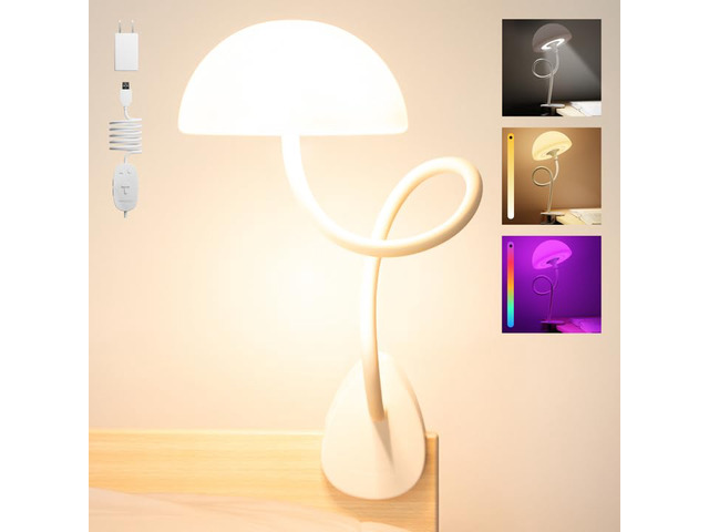 Shroommate Clip On Light for Dorm Room - 2.0 (White) Bed Headboard Lamp, Bedside Table Lamp Dorm, College Dorm Room Essentials, Night Light Kids...