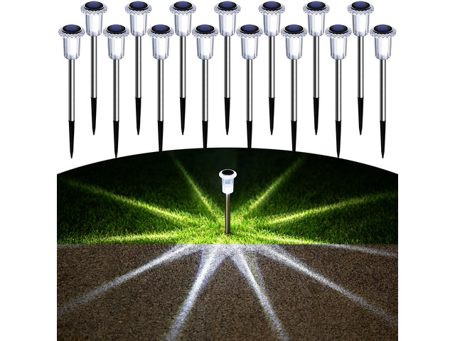 Solar Pathway Lights Outdoor Waterproof Cold White LED 15 Pack Yard Garden Driveway Walkway Landscape Path Lights, Starburst Pattern, Acrylic...