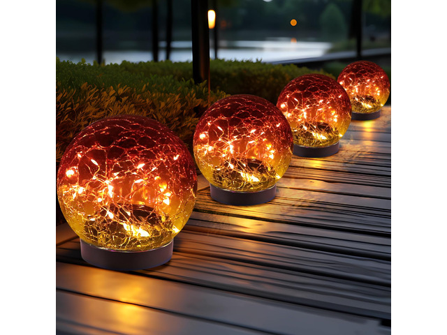 Solar Globe Lights Outdoor Waterproof-Solar Balls for Garden Cracked Glass Ball Lights Outdoor-Solar Orbs for Outside-Decorations for Patio and...