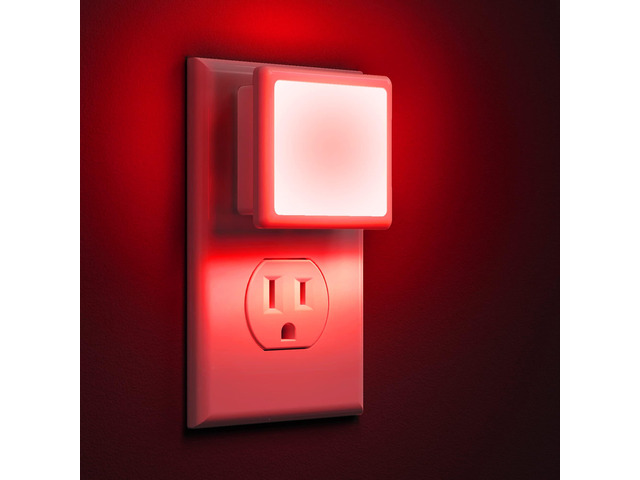 Red Night Lights Plug into Wall 2-Pack, Plug in Night Light Built-in Dusk to Dawn Sensor, Bright Nightlight Auto-on/off, for Adults Kids Room...