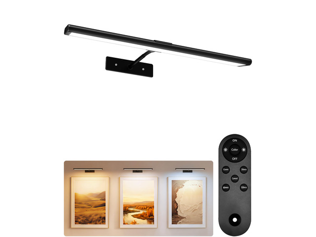 Picture Light for Wall, 4800mAh 16'' Rechargeable Wireless IR Remote Built in Battery Lights for Painting, Dimmable Magnetic LED Art Display Light,...