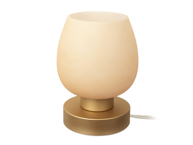 Touch Bedside Table Lamp - Desert Titanium Color Glass Lamp Shade, Warm LED Bulb, 3 Way Dimmable, Simple Design