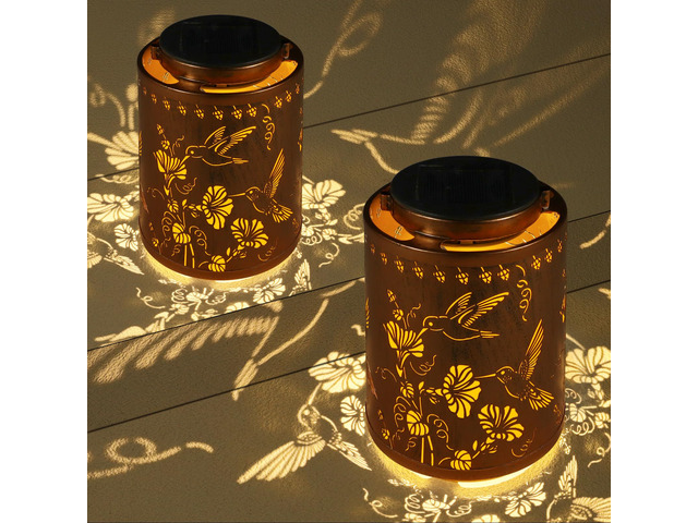 2 Pack Solar Lanterns Outdoor Waterproof Garden Decor Gifts for Women Metal Hanging Solar Lights Decoration for Outside LED Lanterns for Yard Patio...