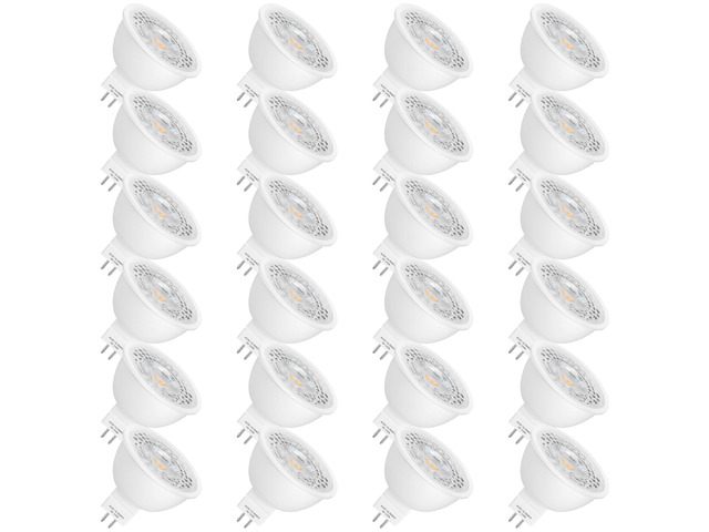 24 Pack MR16 LED Bulbs 5W GU5.3 12V Spotlights, 2700K Warm White 50W Halogen Equivalent, Non-Dimmable, 45° Beam Angle, 450lm, Landscape, Recessed,...